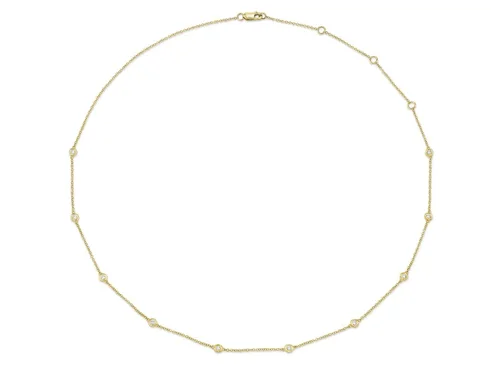 14K Yellow Gold 0.28ctw Round Diamond Station Necklace by Shy Creation