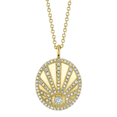 14K Yellow Gold 0.30ctw Round Diamond Eye Necklace by Shy Creation