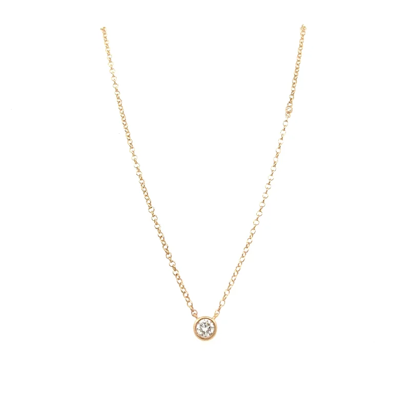 14K Yellow Gold 0.32ctw Round Diamond Solitaire Necklace