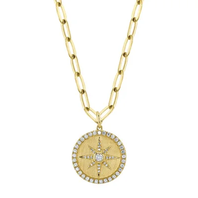 14K Yellow Gold 0.43ctw Diamond Sunburst Necklace by Shy Creation