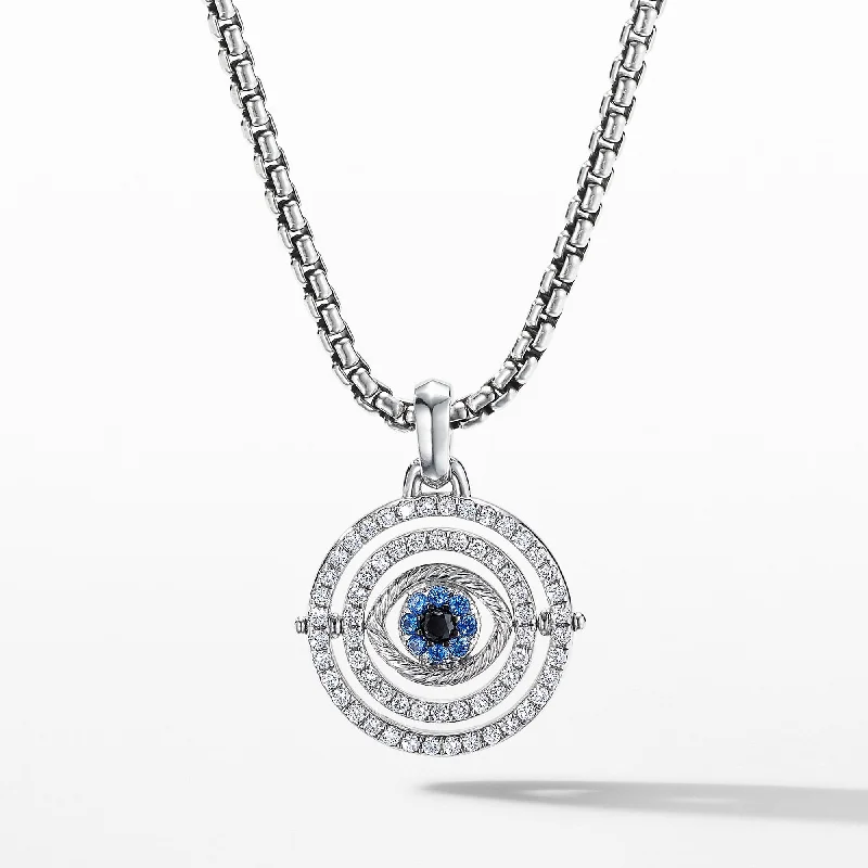 Evil Eye Mobile Amulet in 18K White Gold with Pave Blue Sapphires and Diamonds