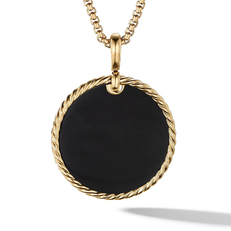 DY Elements Disc Pendant in 18K Yellow Gold with Black Onyx Reversible to Mother of Pearl