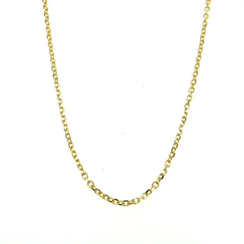 14K Yellow Gold 1.5mm Adjustable Length Cable Chain Necklace