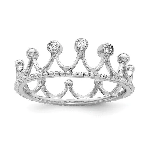 Sterling Silver CZ Eternity Crown Ring