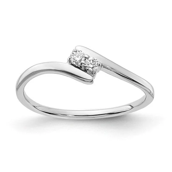 Sterling Silver Genuine Diamond 2-Stone Promise Ring