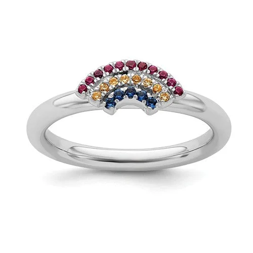 Sterling Silver Stackable Expressions Rainbow Ring