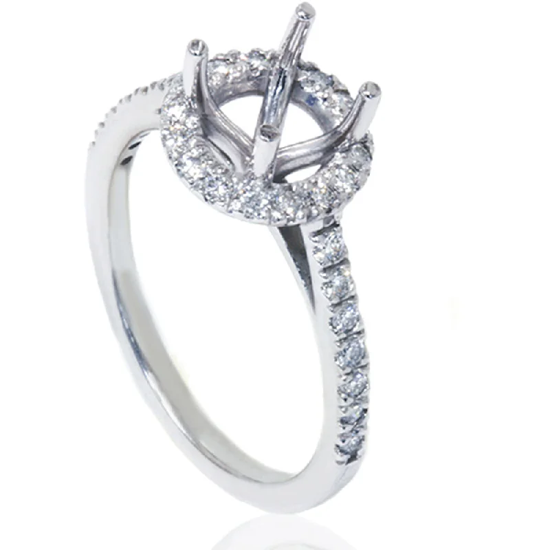 1/3ct Halo Diamond Ring Setting 14K White Gold