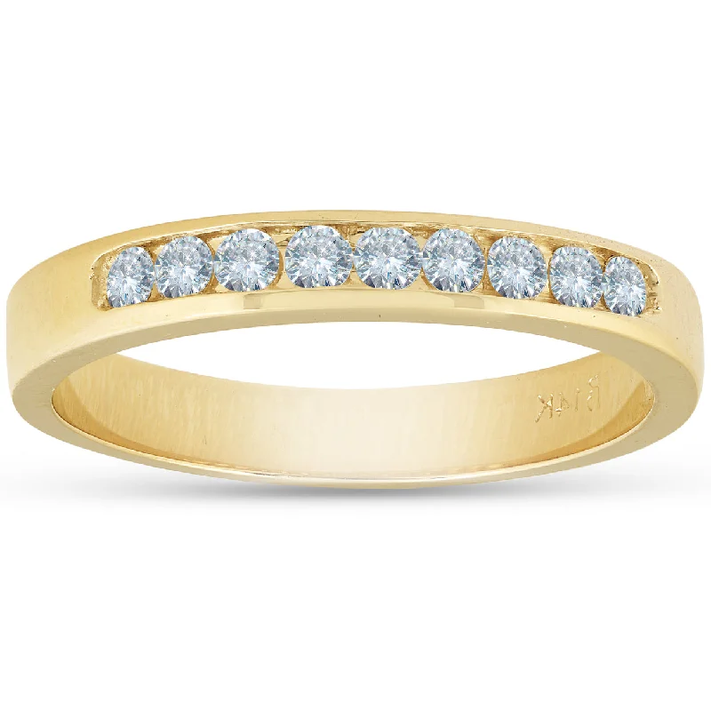 14k Yellow Gold 1/4ct Diamond Wedding Stackable Womens Ring