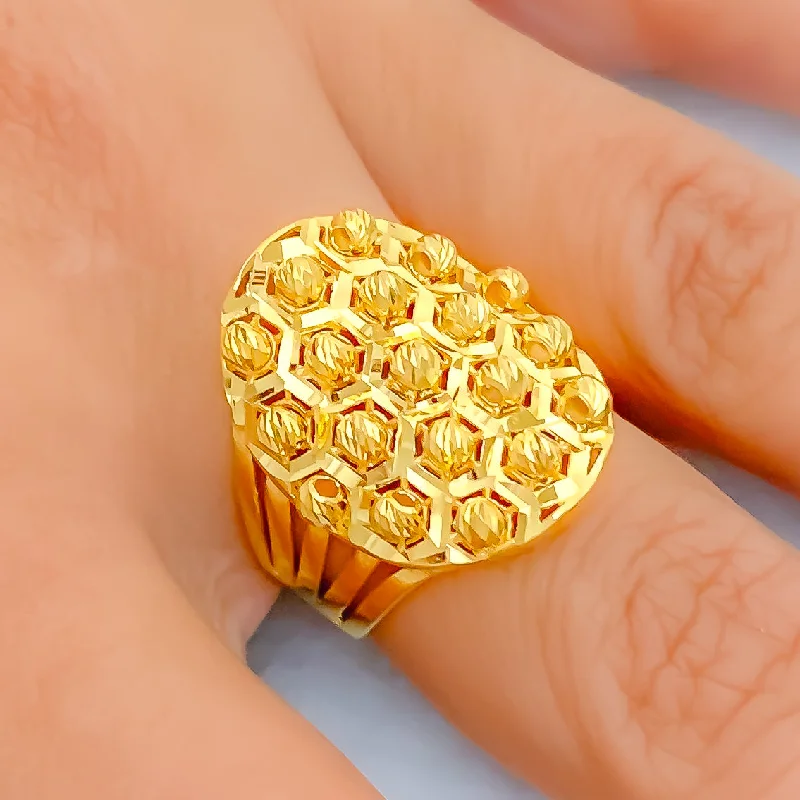 Posh Honeycomb 22k Gold Ring