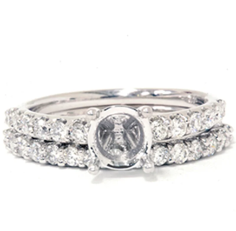 3/4ct Half Eternity Diamond Ring Set 14K White Gold