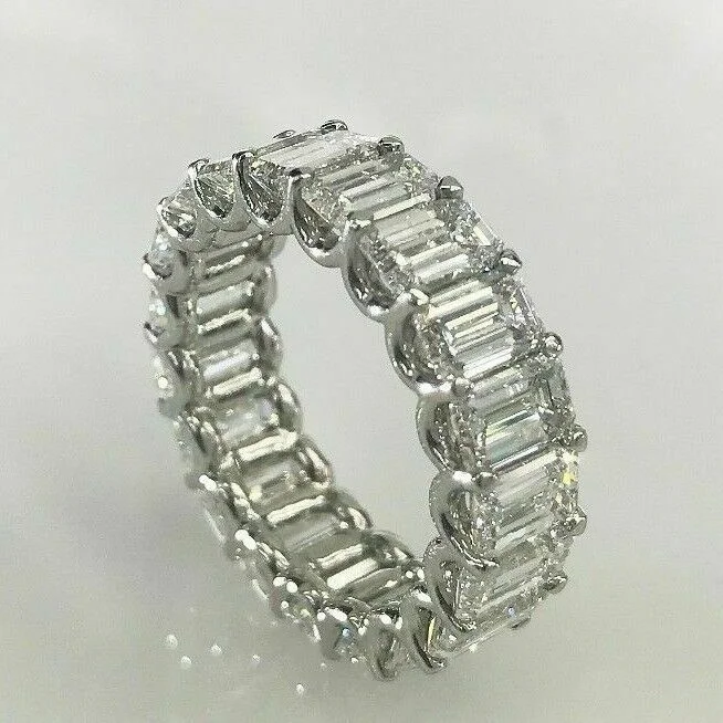 7.65 ct Emerald Cut Diamond Eternity Wedding Band in Platinum