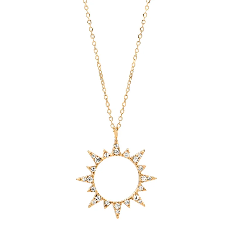 Cutout CZ Sun Necklace