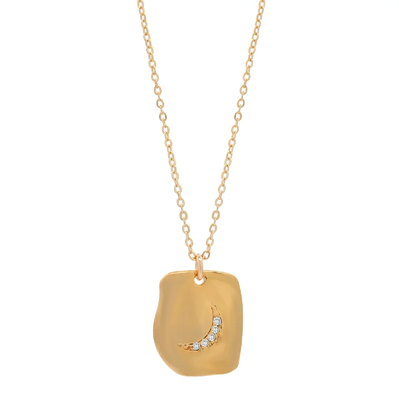 SALE - CZ Crescent Moon Square Necklace