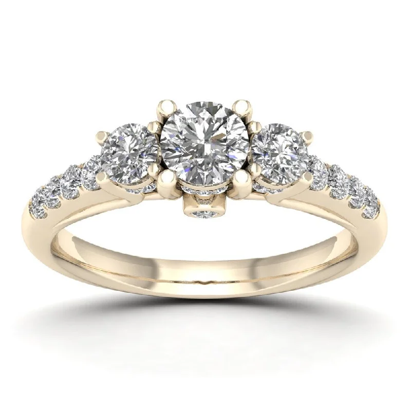 De Couer 1ct TDW Diamond Three-Stone Anniversary Ring (H-I, I2) - Yellow