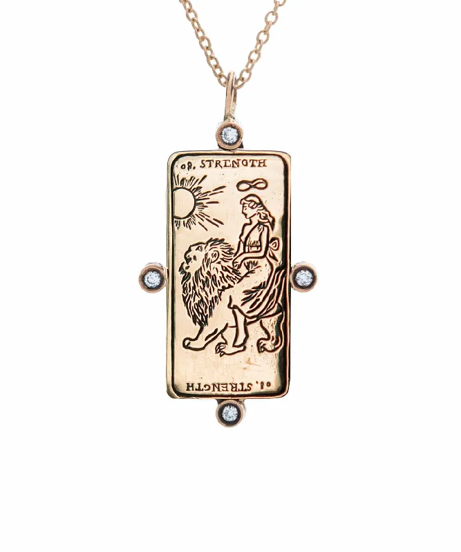 Diamond Strength Tarot Card Necklace