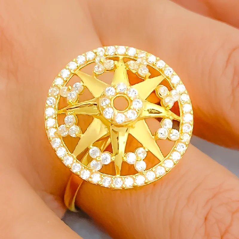 Glistening Star 22k Gold CZ Statement Ring