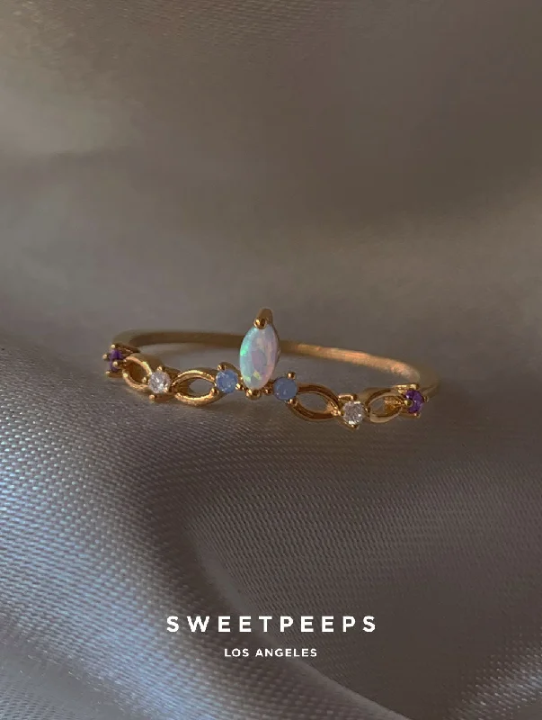 Jaxine Opal Chevron Ring