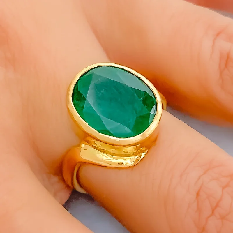 minimalist gold floral pendants-women's tough evening pumps-Magnificent 22K Gold 5.5CT Emerald Ring