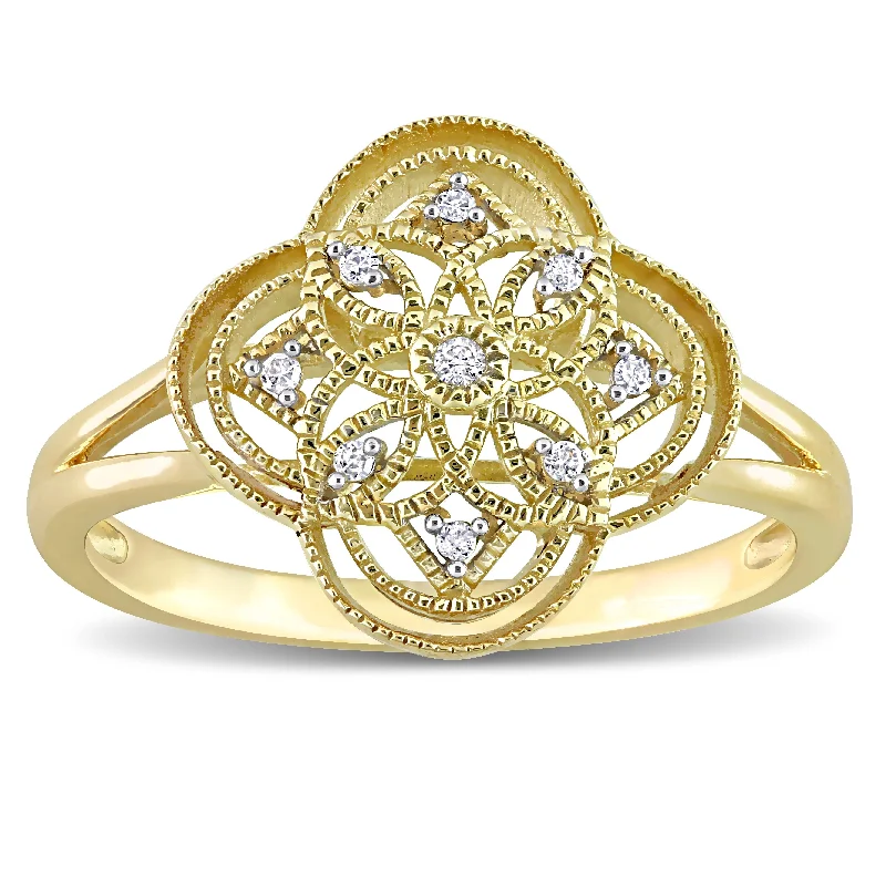 Miadora 10k Yellow Gold Diamond Accent Quatrefoil Lace Ring