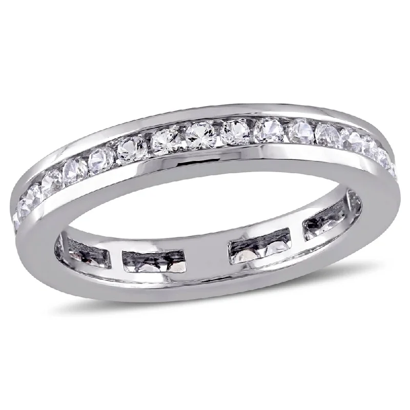 Miadora Signature Collection 10k White Gold Created White Sapphire Stackable Eternity Band