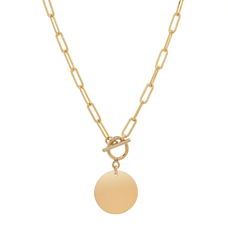 Oval Link Disc Necklace w/ Toggle Clasp