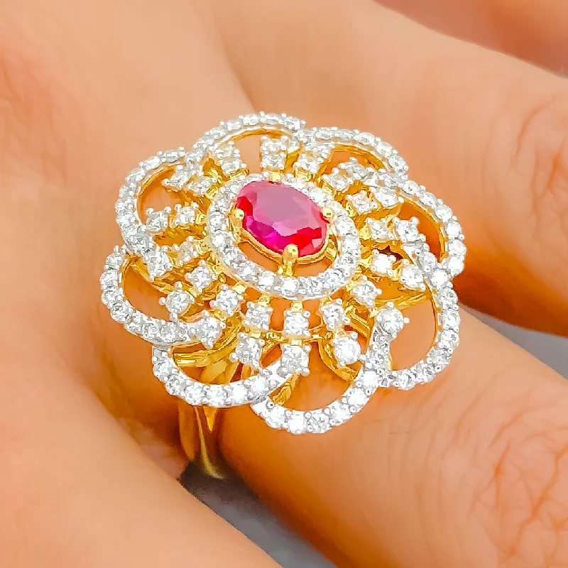 Palatial Floral 18K Gold + Diamond Statement Ring