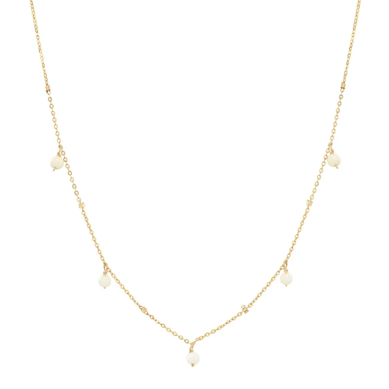 Tiny Pearl Beaded Drop Necklace