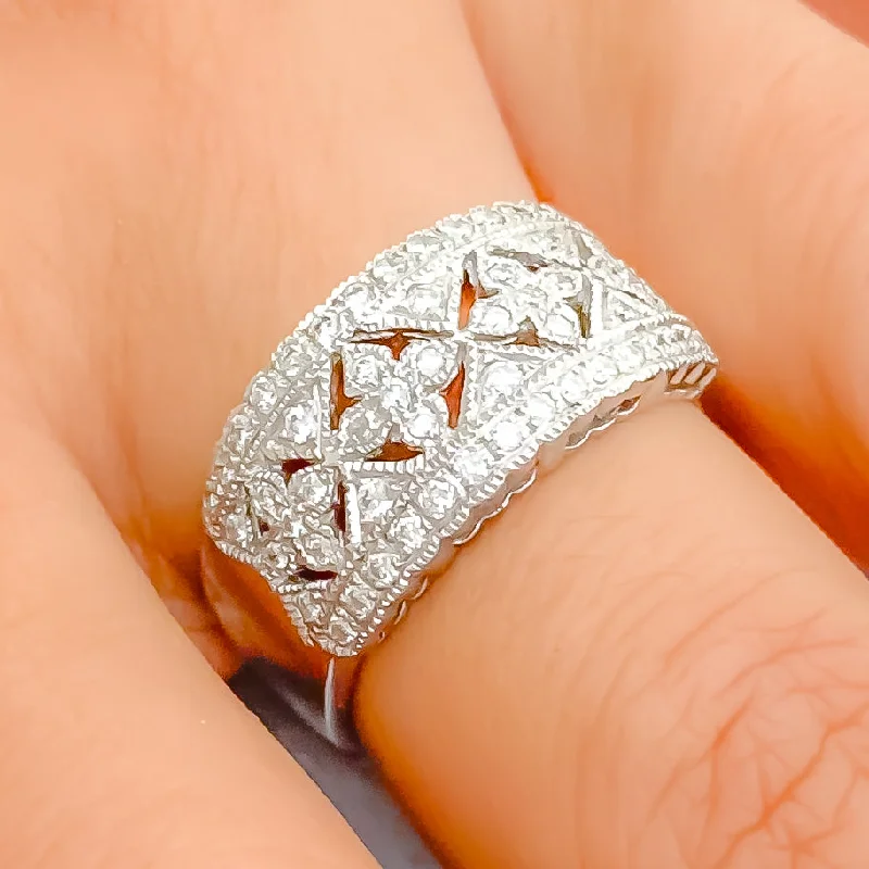 Upscale Refined Netted Diamond + 18k Gold Ring