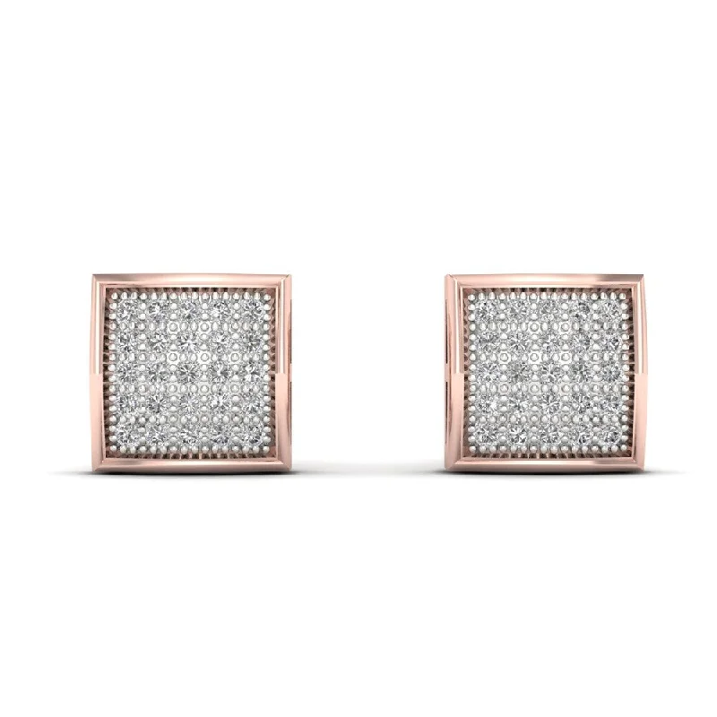 10k Rose Gold 1/6ct TDW Diamond Cluster Stud Earrings - Pink