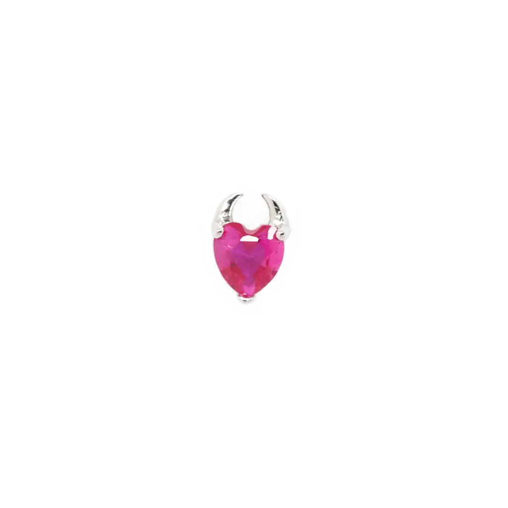 14KT Solid Gold Devil Heart Threaded Labret Earring