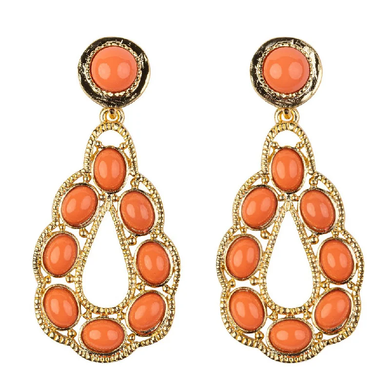 Coral Cabochons Teardrop Shape Earring