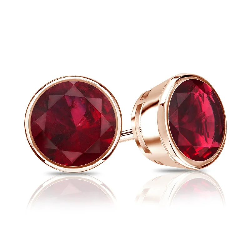 Auriya 14k Gold 1 1/2ctw Bezel-set Ruby Gemstone Stud Earrings