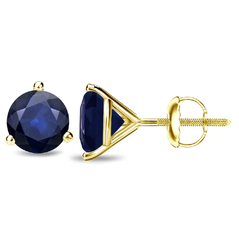 Auriya 14k Gold Round Sapphire Stud Earrings 2ctw Martini-set