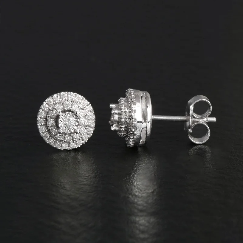 De Couer 1/4ct TDW Diamond Halo Stud Earrings in Silver