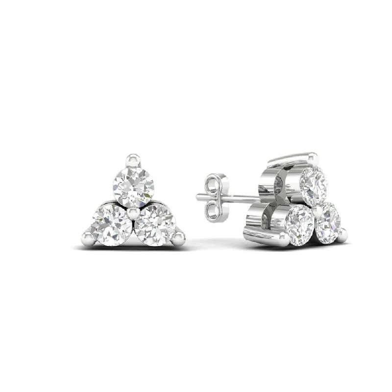 De Couer 10k White Gold 1/4ct TDW Diamond Three Stone Stud Earrings