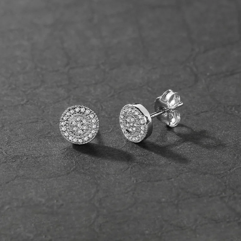 De Couer 10k White Gold 1/8ct White Diamond Halo Stud Earrings