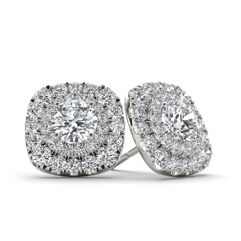 De Couer 10k White Gold 1ct TDW Diamond Halo Stud Earring