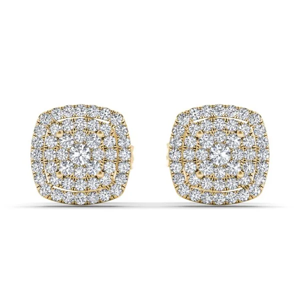 De Couer 10k Yellow Gold 1/3ct TDW Diamond Halo Stud Earring