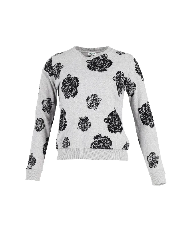 Kenzo Tiger Print Sweatshirt in Grey Cotton