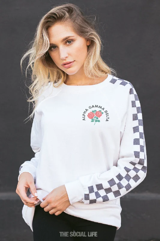 Alpha Gamma Delta Checkered Raglan Crewneck