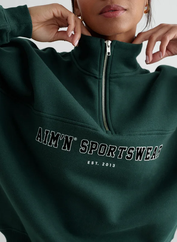 Deep Emerald Varsity Sweat Half Zip