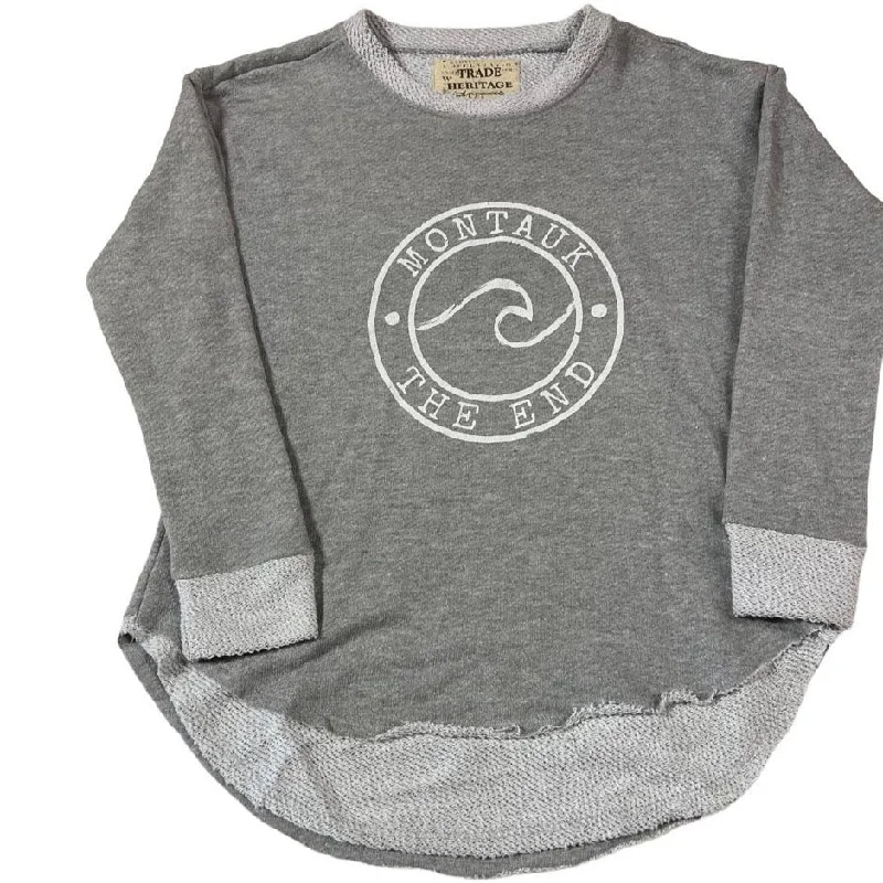 Women's Montauk The End Wave Crewneck Sweatshirt in Grey