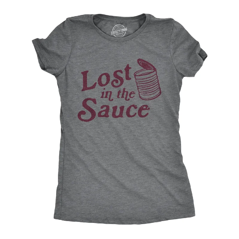 Womens Lost In The Sauce Tshirt Funny Thanksgiving Dinner Turkey Day Cranberry Sauce Tee