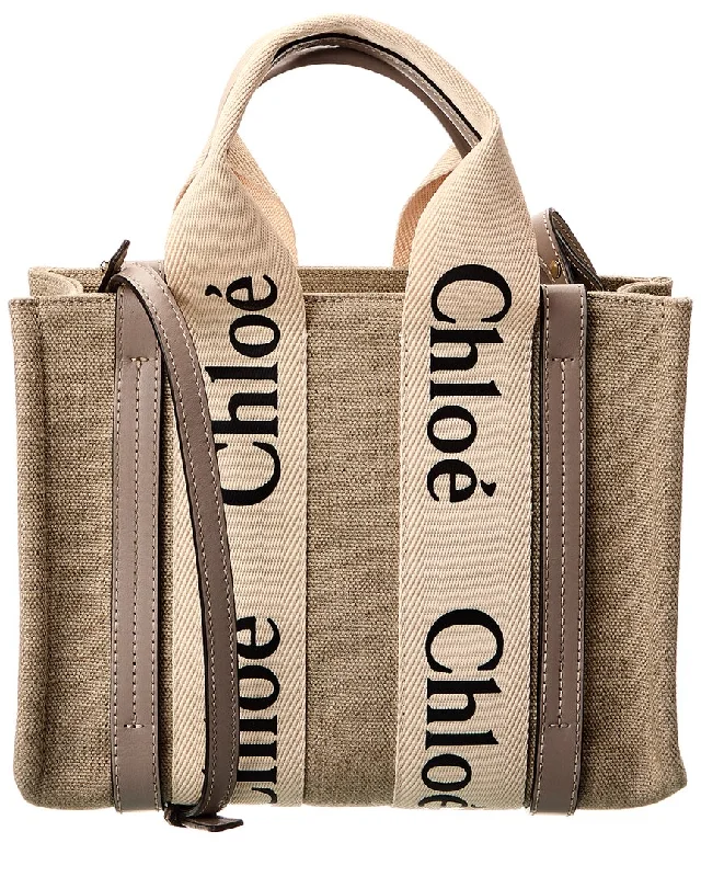 Chloé Woody Small Canvas & Leather Tote