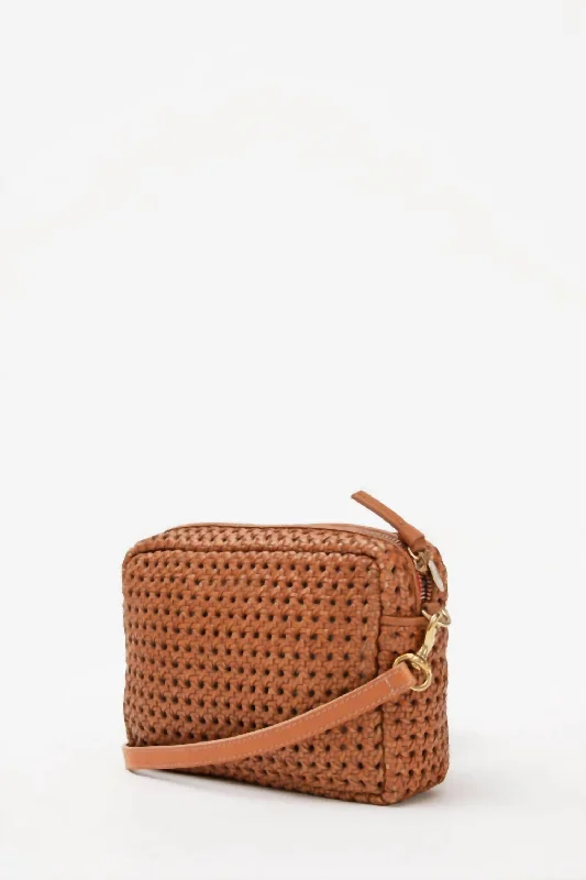 Midi Sac Crossbody Bag In Tan Rattan