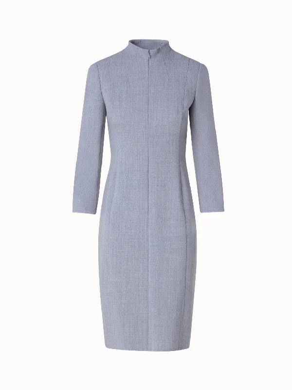 Mock Neck Wool Double-Face Dress