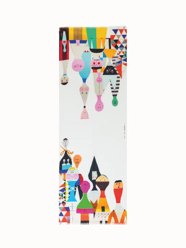 Scarf in Cashmere and Silk with Wooden Dolls Print