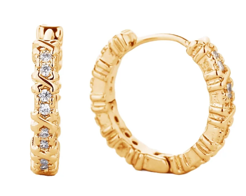 SJE310183 14K Gold Dipped CZ Paved Hoop Earrings