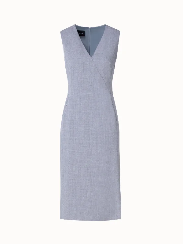 Sleeveless Wool Double-Face Sheath Dress