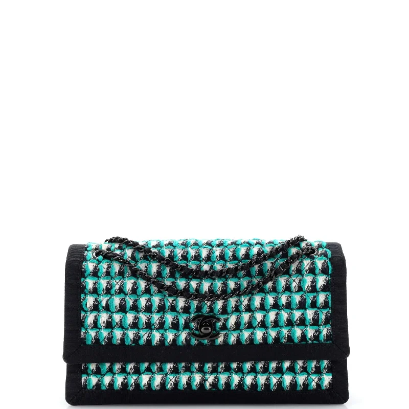 Two Tone Flap Bag Quilted Tweed Small